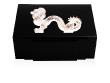 Dragon jewellery box in black lacquered with clear crystal, large size clear - Lalique